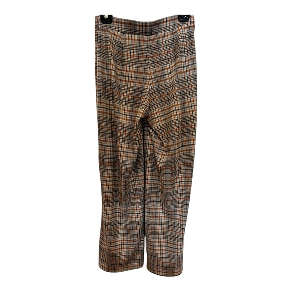 Maeve Anthropologie wide leg pleated knit brown cream plaid size 4 - Picture 9 of 14